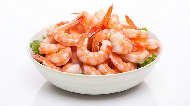Image boiled shrimp on white background