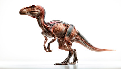 illustration of dinosaur velociraptor mongoliensis figure anatomical. Approximative anatomical illustrate of velociraptor Isolated in white background. Generative AI