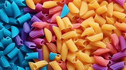 Multicolored pasta on isolated white color background