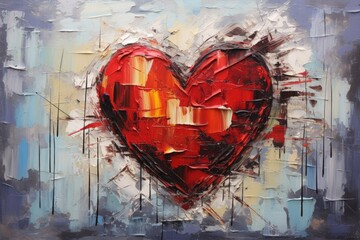 palette knife textured painting heart love heart