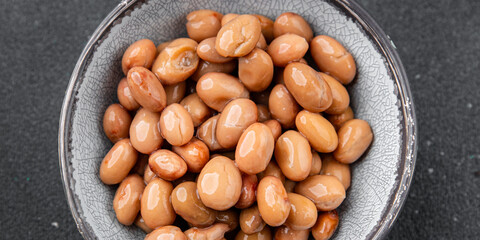 Beans borlotti boiled legume ready to eat healthy eating cooking appetizer meal food snack on the table copy space