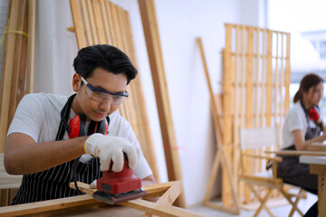 Carpenter work at workshop.