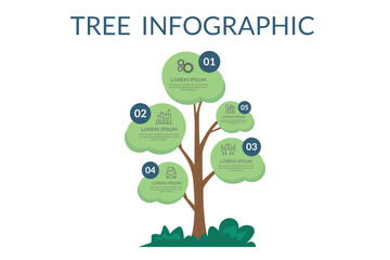 Tree Infographic vector design. Business presentation concept with four parts, steps or processes