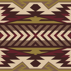 Aztec, Navajo geometric seamless pattern. Native American Southwest print. Ethnic design wallpaper, fabric, cover, textile, rug, blanket.