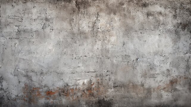 close up horizontal view of a ruined concrete wall background AI generated