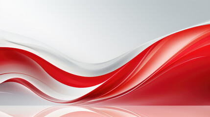 Abstract red and white waves flowing in a sleek and modern design.