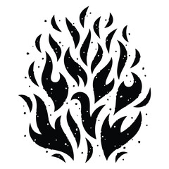 Fire flames silhouette vector illustration with grunge texture effect