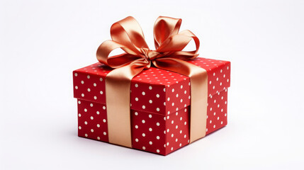 Obraz premium Elegant Red Gift Box Present with Golden Ribbon