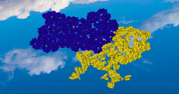 Map of Ukraine. Ukraine from rose petals of blue and yellow flowers.
