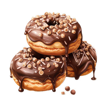 chocolate donut isolated on transparent background