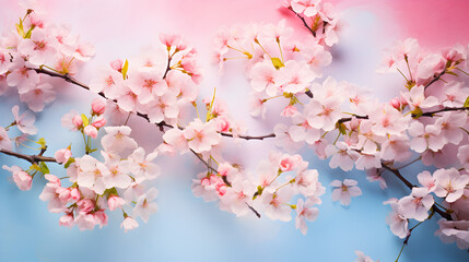 Cherry tree flowers with a warm spring background