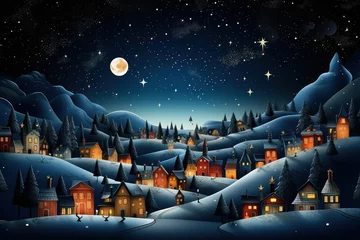 Poster Christmas Villages at Night - Generative AI © Sidewaypics