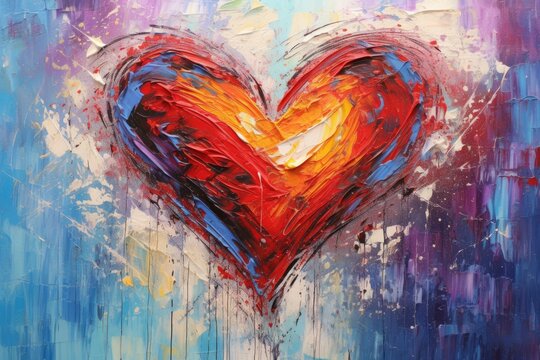 palette knife textured painting heart love heart
