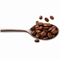 Obraz premium A collection of spoons holding coffee beans, ground coffee and instant coffee for a fresh cup of coffee concept.