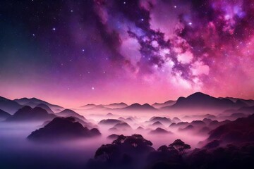 abstract starlight and pink and purpel clouds stardust, blink, background, presentation, star,...