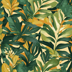 Palm Leaf Seamless Pattern. Tropical Plant Seamless Pattern