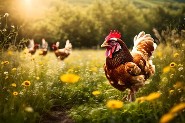 Rolgordijnen **happy free range chicken in the meadow -- © Mazhar
