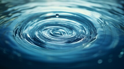 A close-up of a water droplet splashing into a pool, creating ripples that capture the essence of fluid motion.