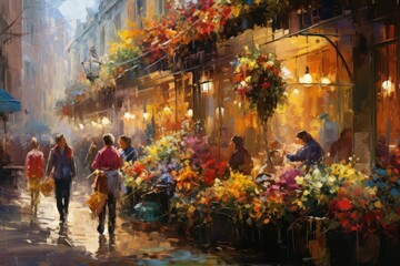 Obraz premium Christmas Market Vendors - Generative AI