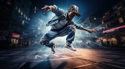 Foto op Aluminium a breakdancer mid-spin, capturing the energy and creativity of street dance culture. © Ibraheem
