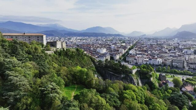 Aerial view of the Maison-Forte of Rabot near Grenoble 