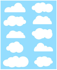 Cloud sticker clipart vector set, flat design