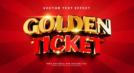 Golden ticket editable text style effect. Vector text effect with a luxurious and elegant theme.