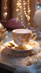 Obraz na płótnie Canvas Royal cup of coffee cafe, table, brown, hot, milk, food, espresso