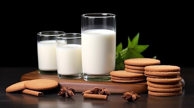 milk and cookies HD 8K wallpaper Stock Photographic Image 