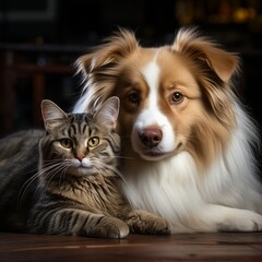 a dog and cat lying on the floor