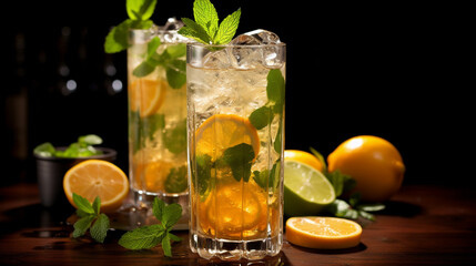 Fototapeta premium cocktail with lime HD 8K wallpaper Stock Photographic Image 