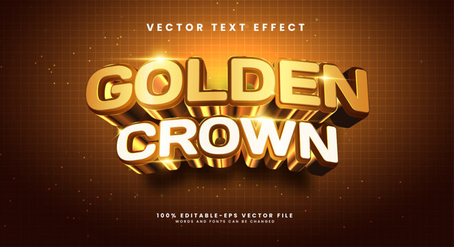 Golden crown editable text style effect. Vector text effect with a luxurious gold color.