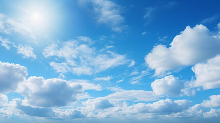 晴れた空、青空と白い雲の風景 - obrazy, fototapety, plakaty
