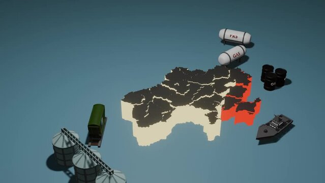 conomic map of Ukraine, Donbass and Crimea.