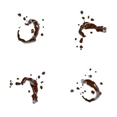 3D illustration of a fluid chocolate swirl splash