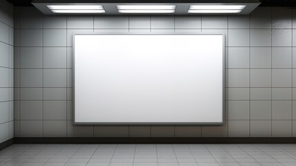 Blank advertising billboard in a subway station