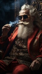 a man with a beard and mustache smoking a cigar
