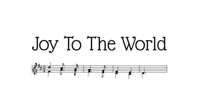 Joy To The World inscription with muzic notes. Vector illustration