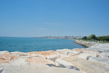 View from the embankment to the Sea of Marble in Turkey