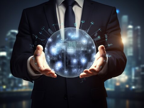 businessman holding a globe concept