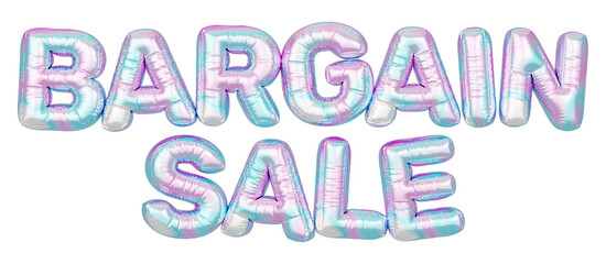 Holographic balloon 3d text. Typography. 3D illustration. Bargain Sale.
