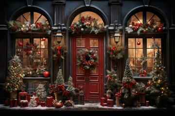 Christmas Decorated Doors - Generative AI