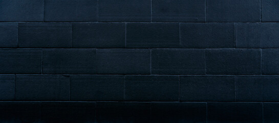 Black-white brick background. Dark gray grunge banner. Construction texture.with space for design....
