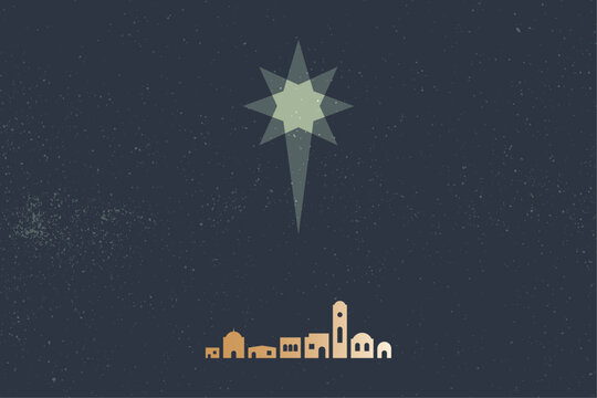 God is with us, Christmas card. Christmas star over Bethlehem	