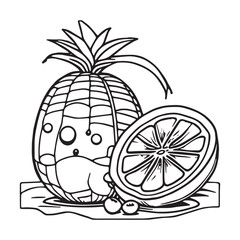 Fruits coloring pages printable drawings for kids vector Black and white color