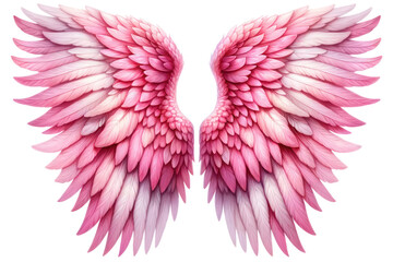Pink angel wings llustration cut out transparent isolated on white background ,PNG file