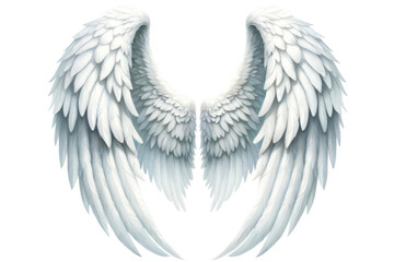 White angel wings llustration cut out transparent isolated on white background ,PNG file - obrazy, fototapety, plakaty