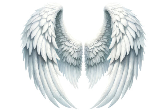 White angel wings llustration cut out transparent isolated on white background ,PNG file