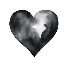 Watercolor Black Heart Illustration, Emo Heart png, Transparent Heart Graphics, Heart without background, cute heart emoji, painted heart, watercolor texture heart png, emotion, love symbol - obrazy, fototapety, plakaty