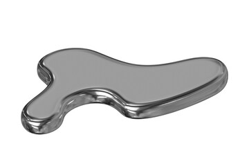3D chrome liquid metal figure. Y2k neo tribal icon. 3d rendering illustration on isolated background.